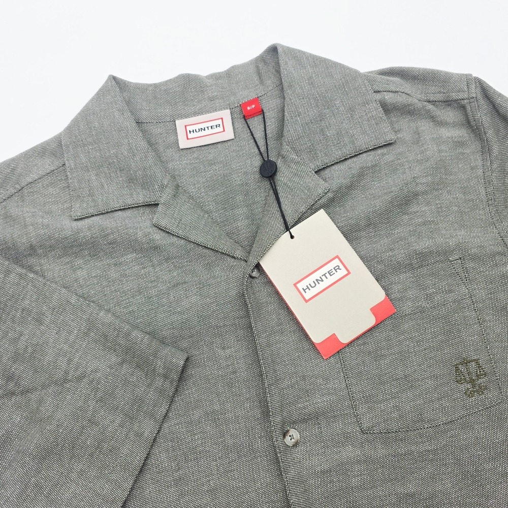 Hunter Brand Men's Size Small Linen Blend Green Camp Shirt Short Sleeve NWT